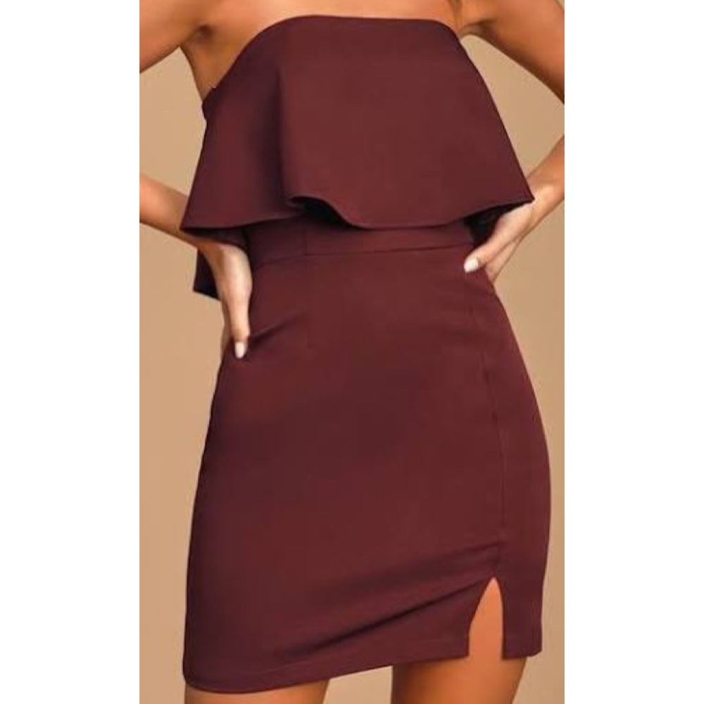 Lulu's Kiani burgundy strapless bodycon dress NWT